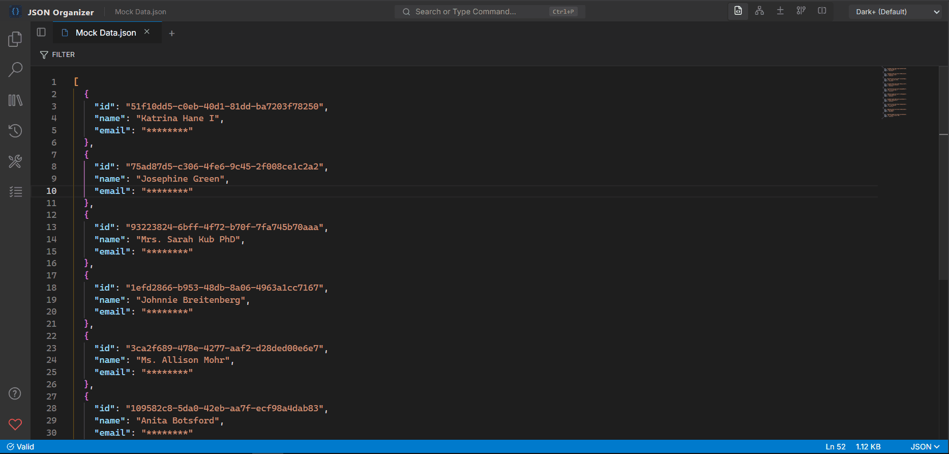 JSON ORGANIZER